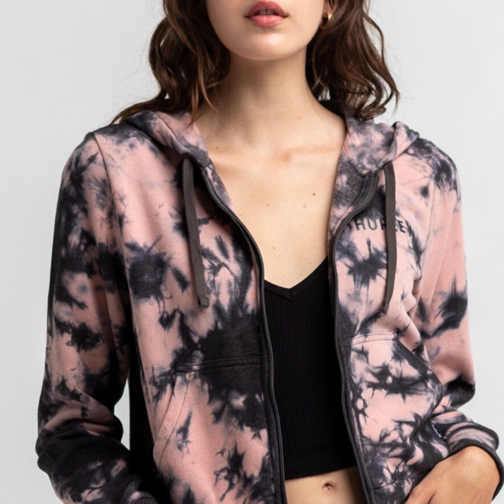 Young Fabulous & Broke Pink and Black Cropped Hoodie